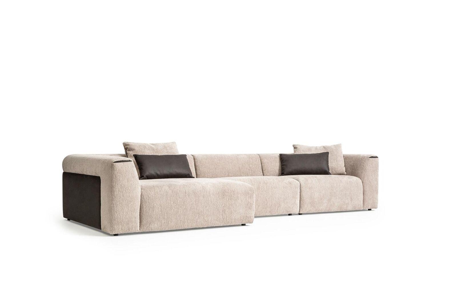 Moderne Beige Eckwohnlandschaft Luxus Ecksofa Polstercouchen