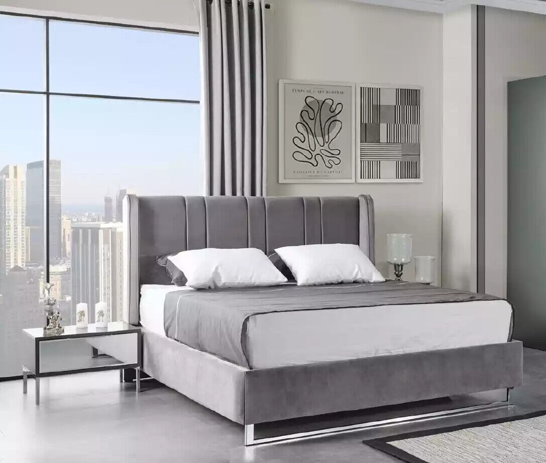 Schlafzimmer Set Bett 2x Nachttische Holz Möbel 3tlg Modern Design Sets