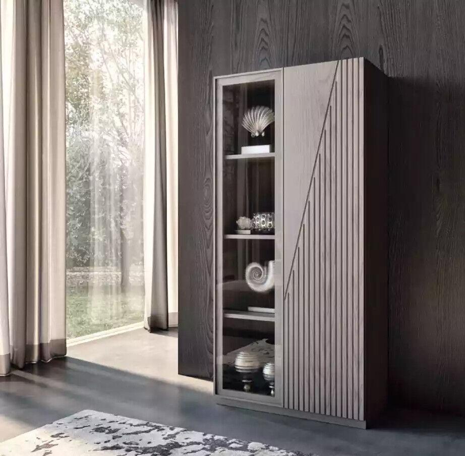 Hochschrank Vitrine Glasvitrine Schrank braun neu wohnzimmer