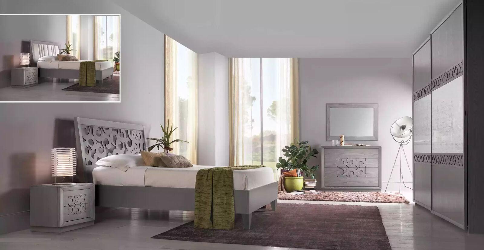 Schlafzimmer Bett 2x Nachttische Kleiderschrank Kommode 6tlg Luxus