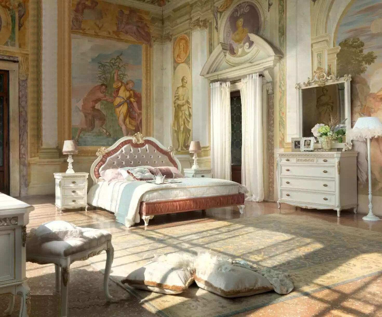 Bett 2x Nachttische 5 tlg. Schlafzimmer Set Design Möbel Luxus Kommode