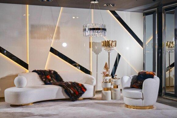 Luxus Sofa weiß Sofagarnitur Sessel 3+1 Sitzer Stoff Design Sofas Gruppe