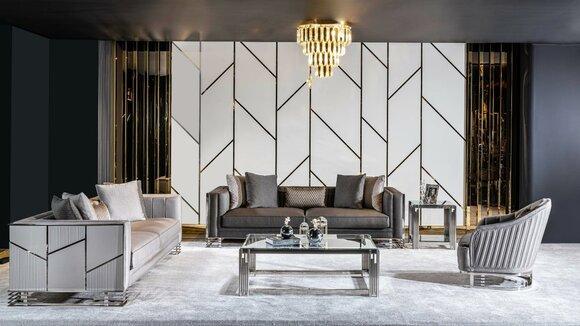 Sofagarnitur 3+3+1 Sitzer Couchtisch Beistelltisch Sofa Sessel Set 5tlg.