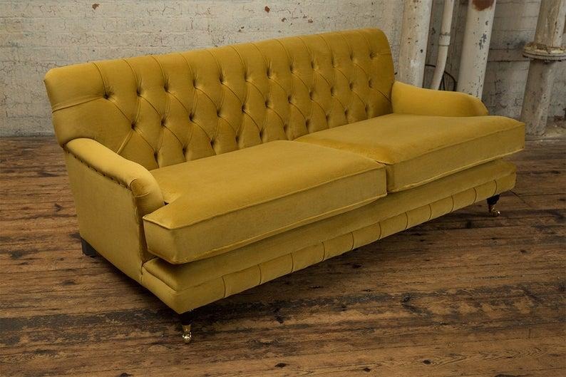 Gelbe Designer Sofa Couch Polster XXL 3 Sitzer Big Sofas Dekor Couchen