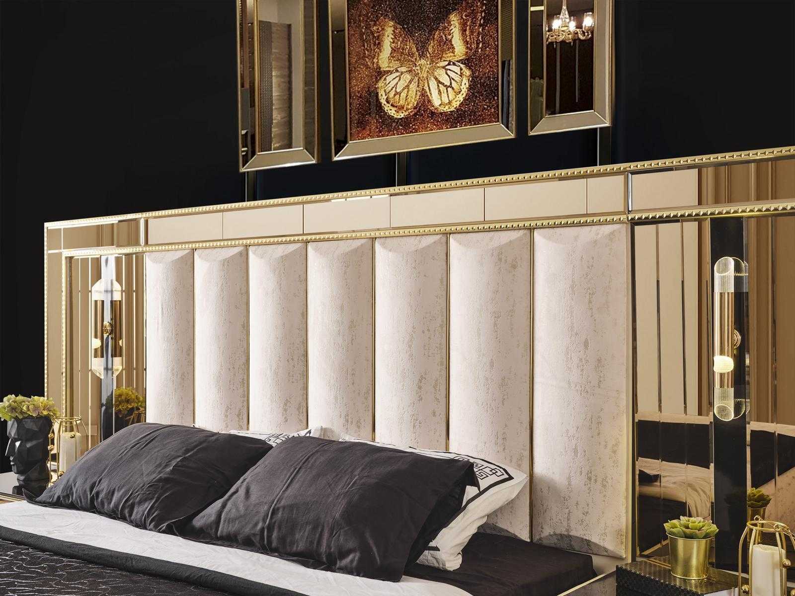 Luxus Schlafzimmer Set 4 tlg Bett 2x Nachttisch Schminktisch