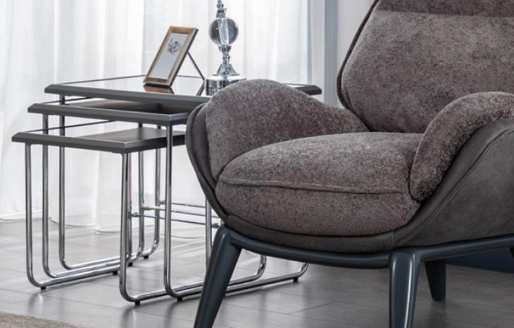 Beistelltische Wohnzimmer Luxus Design grau Modern Material Holz