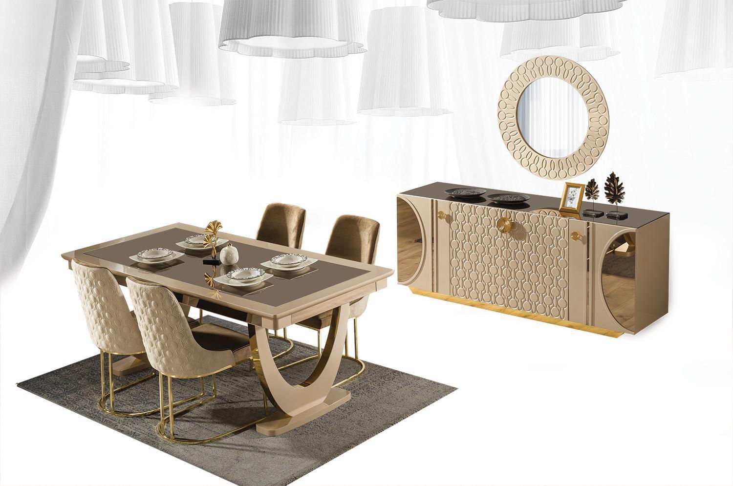 Luxus Esszimmer Set Essgarnitur Stuhlgruppe 7tlg. Set 4x Stuhl Tisch Sideboard