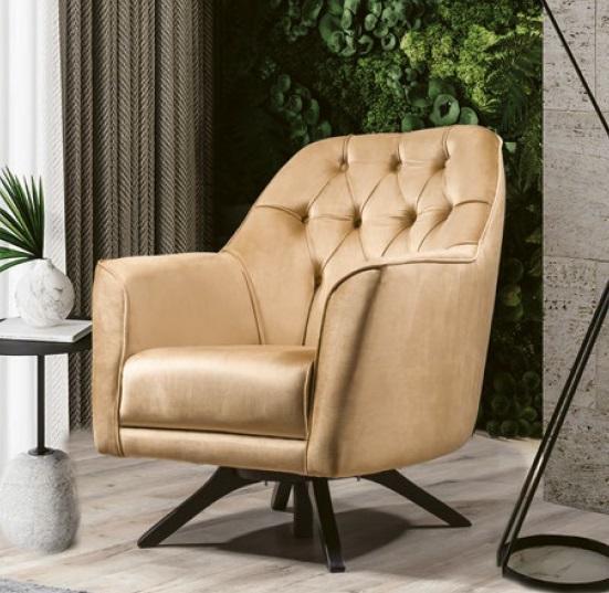 Beiger Chesterfield Luxus Lehn Sessel Lounge EInsitzer Fenseh Möbel Neu