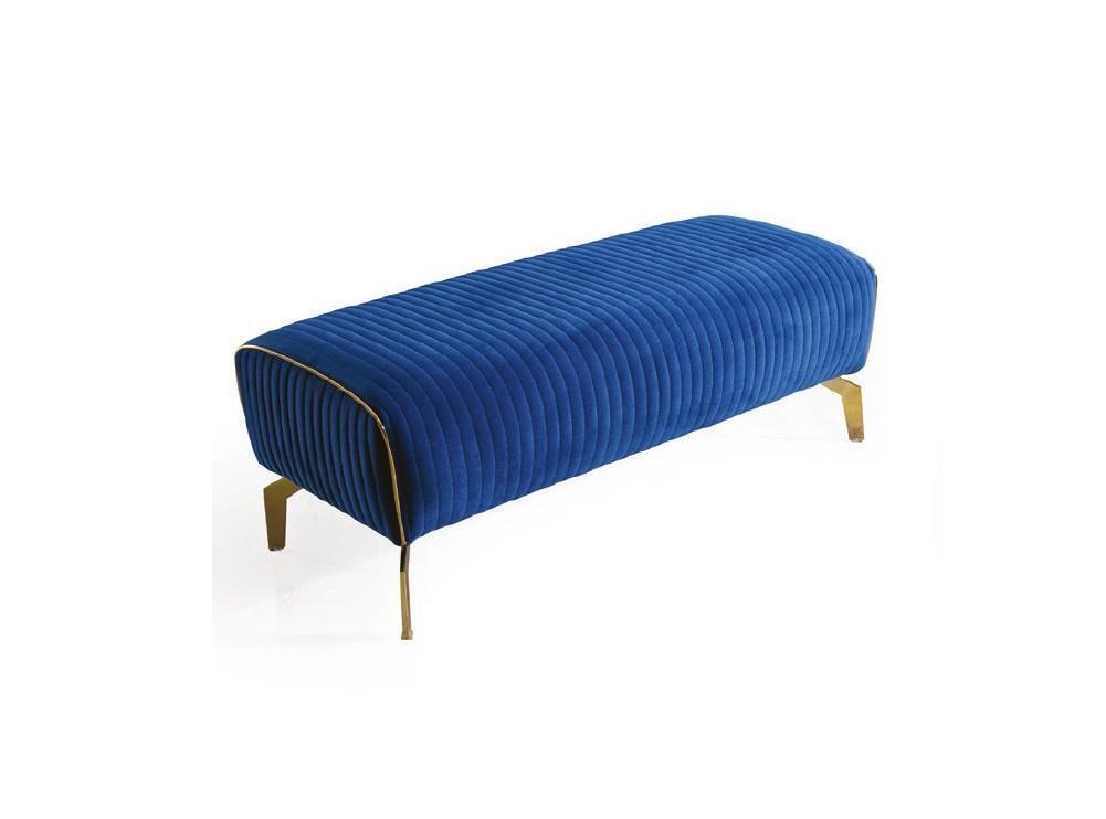 Blauer Fußhocker Designer Beistellhocker Polster Textil Ottomane Modern