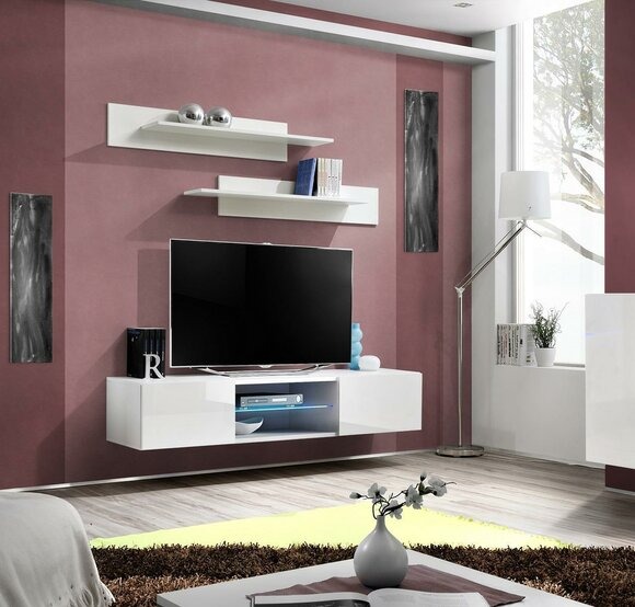 Wohnwand Komplette Set 3 tlg Wandregale ModerneTV Ständer Regale Möbel Neu