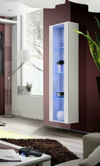 Hänge Vitrine Weiß Schrank Möbel Wohnzimmer Einrichtung Holz Luxus