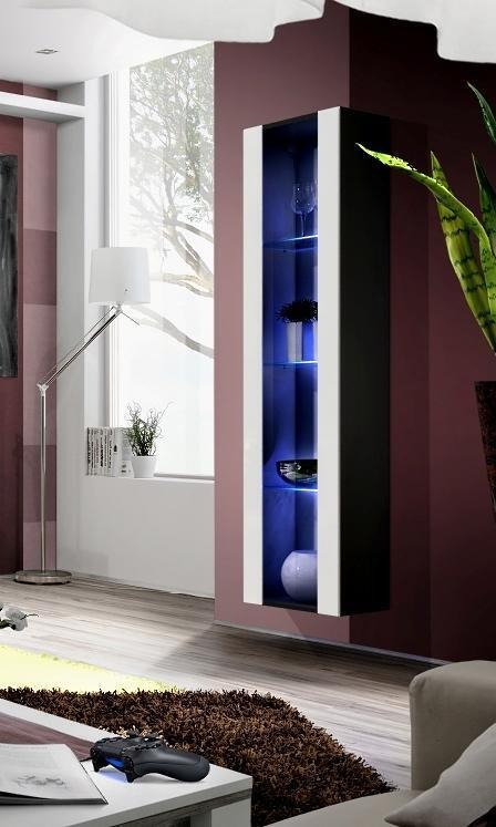 Hänge Vitrine Schwarz Wohnzimmermöbel Design Modern Schrank Luxus Holz