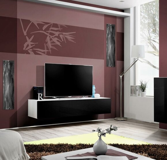 Designer Luxus Hänge TV Ständer Wohnzimmer Holz Lowboard Modern Neu