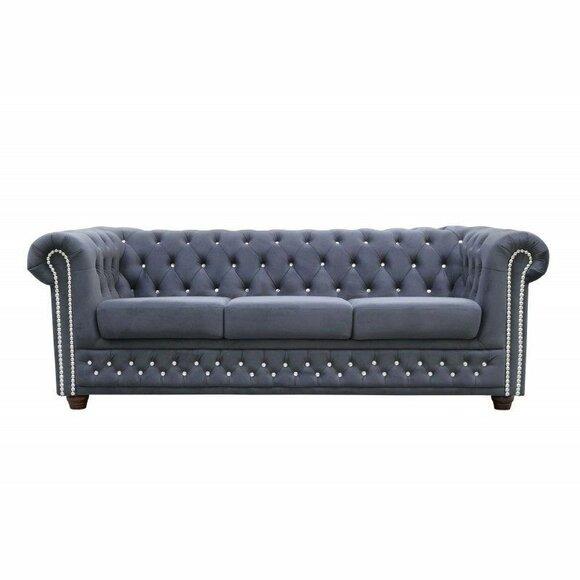 Chesterfield Ledersofa Sofa Couch Polster Garnitur 3+1 Bettfunktion Schlafsofa