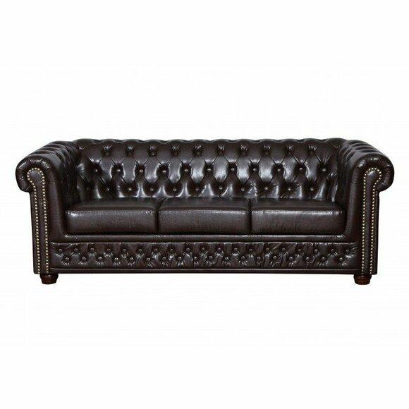 Chesterfield Sofagarnitur Sofa 3+1 Couch Polster Set Sofas Couchen Leder Möbel