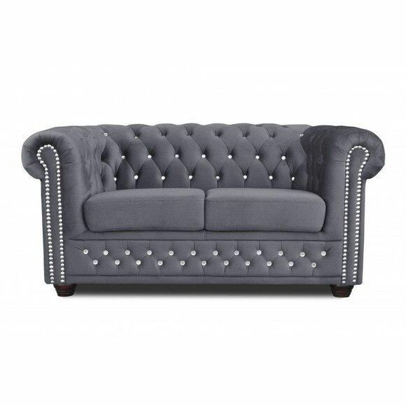 Chesterfield Sofa 2 Sitzer York Blink Kristallen Couch Polster Sofas Couchen Neu