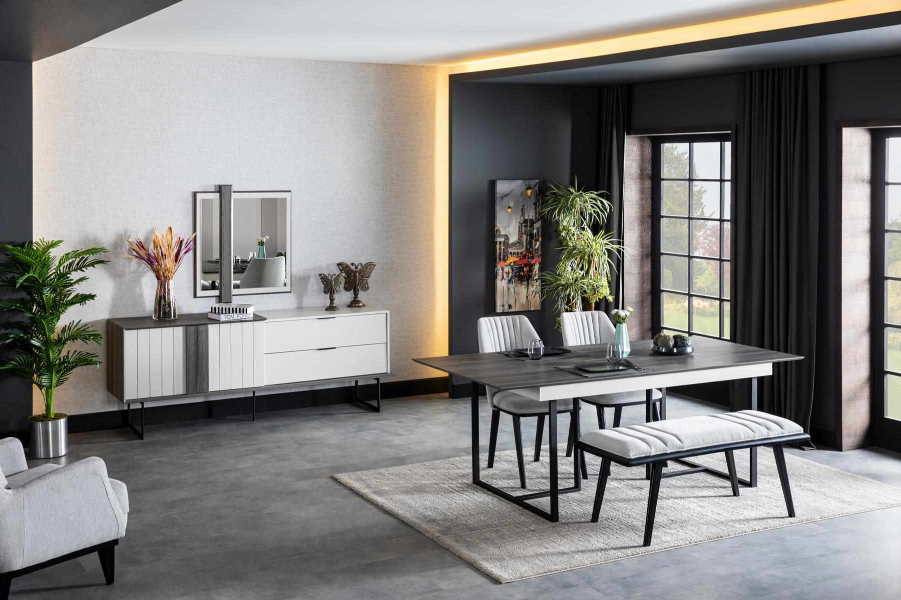 Tisch 4x Stühle Bank 8tlg Esszimmer Set Gruppe Garnitur Möbel neu