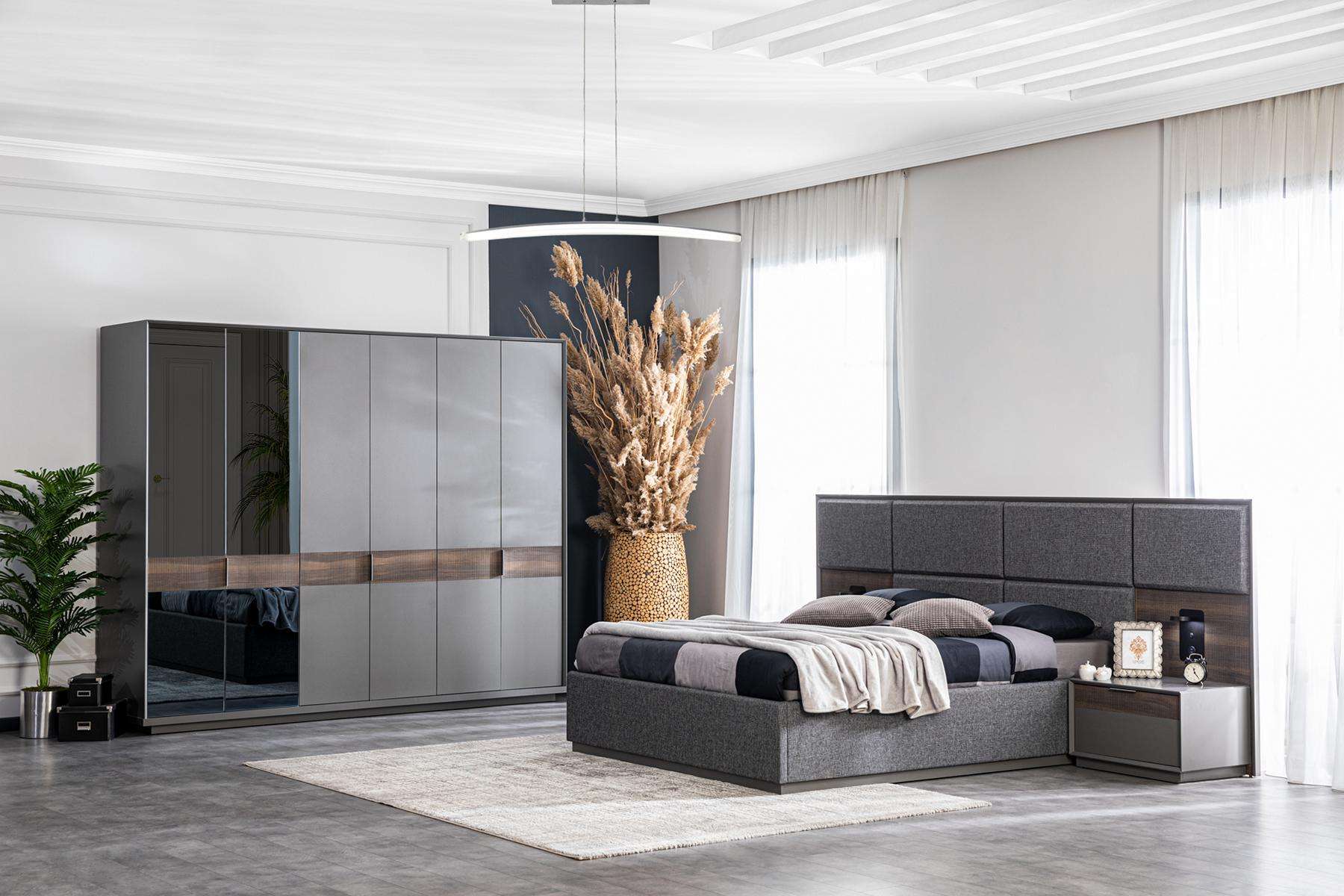 Bett 2x Nachttisch Kleiderschrank 4tlg.Set Schlafzimmer Luxus Neu