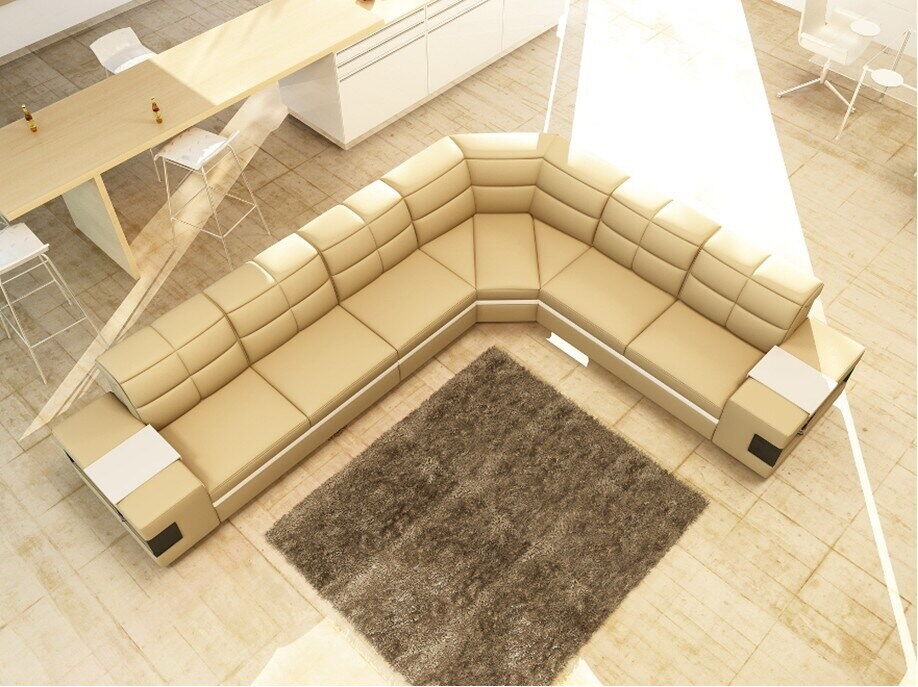 Ledersofa Designersofa Ecksofa Couch Polster Sofa Eckgarnitur mit Beleuchtung