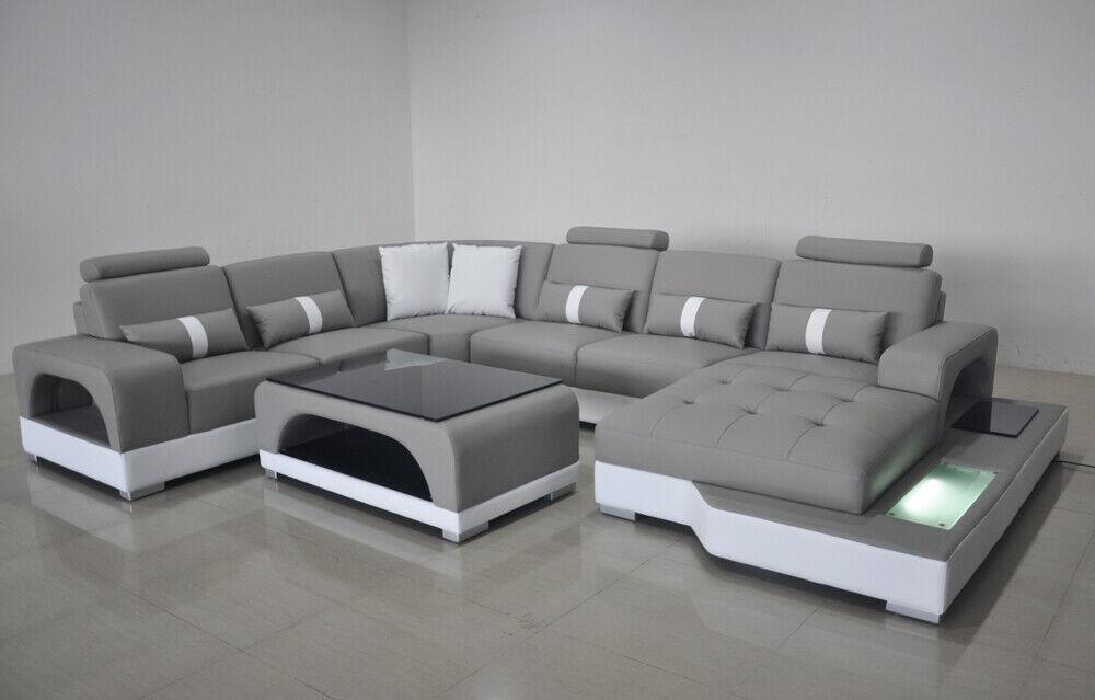 Eckcouch Design Ecksofa U-form Wohnlandschaft Couch Textil Leder Sofas Polster