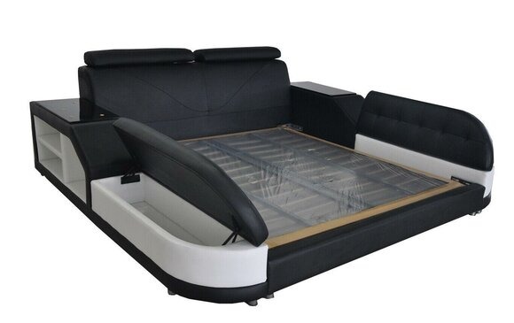 Design Bett XXL Big Leder Hotel Polster 180x200 Multifunktion Regal USB Betten