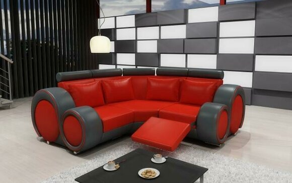 LEDERSOFA WOHNLANDSCHAFT COUCH DESIGN ECKSOFA BERLIN SOFA GARNITUR mit USB
