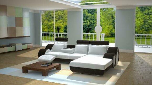 Designer Garnitur Wohnlandschaft Eckcouch + USB,Sofa Polster Ledersofa Sofas Neu