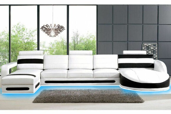 Wohnlandschaft Sofa Eckcouch Polster Garnitur Eck Ecke Sofas XXL Ecksofa mit USB