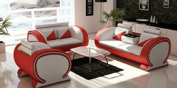 Sofagarnitur Ledersofa Sofa mit USB Polster Leder Garnitur Couchen Sofas 3+2+1