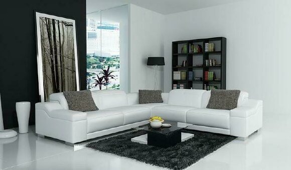 Wohnlandschaft Polster Ecke Eck Sofa mit USB Garnitur Landschaft Leder 2711D