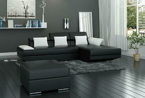 Wohnlandschaft Polster Ecke Eck Sofa mit USB Garnitur Landschaft Leder 2719C Neu