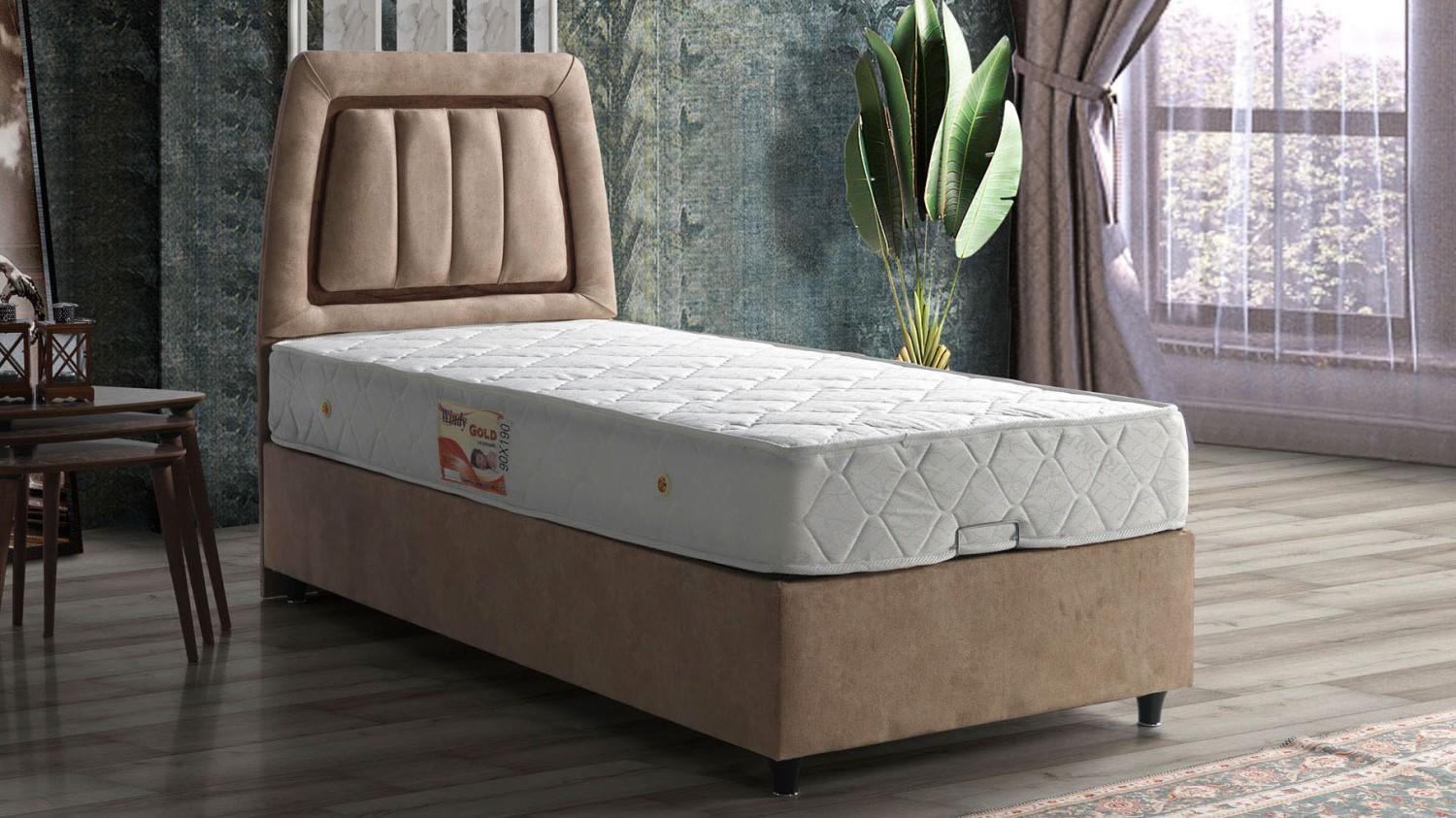 Bett Design Betten Luxus Beige Polster Schlafzimmer Möbel Modern