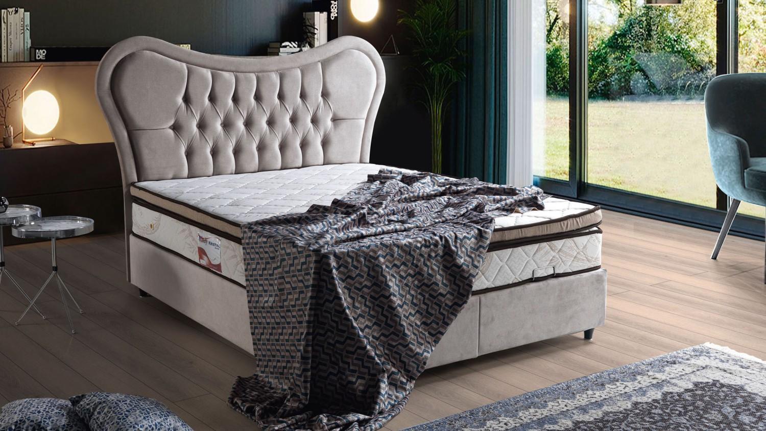 Bett Design Betten Luxus Beige Polster Schlafzimmer Möbel Chesterfield