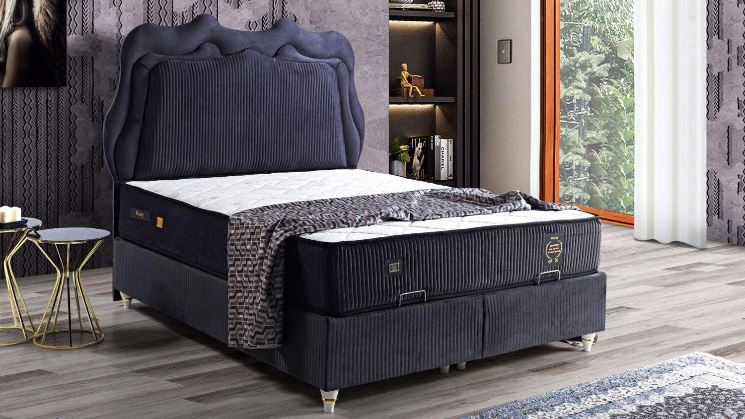 Bett Design Betten Luxus Betten Polster Schlafzimmer Möbel Modern Schwarz