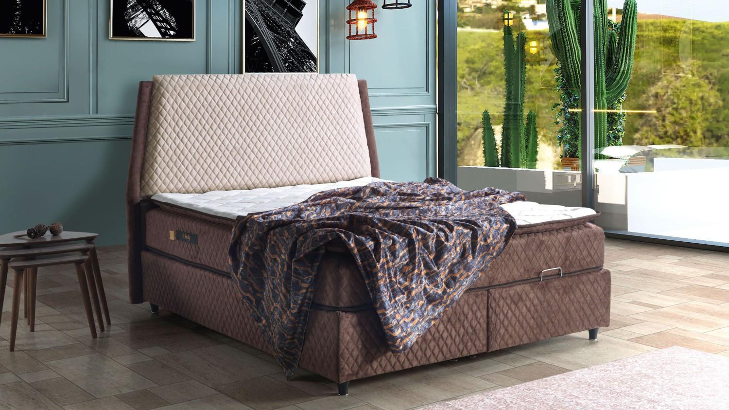 Bett Design Betten Luxus Betten Polster Schlafzimmer Möbel Boxspring Braun