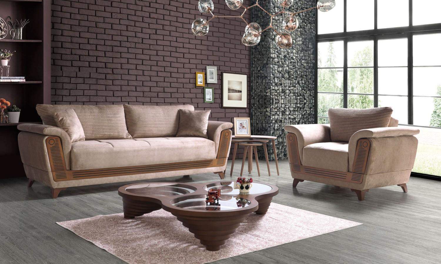 Luxus Sofagarnitur 3+1 Sitzer Sessel Garnitur Modern Relax Sessel Möbel