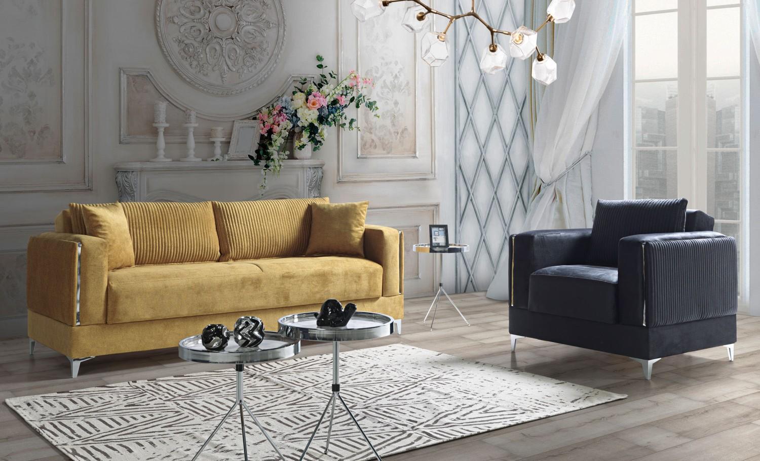 Sofagarnitur Wohnzimmer 3+1 Sitzer Modern Relax Sessel Modern Stil 2tlg