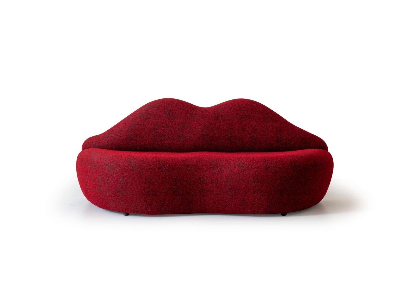 Designer 3 Sitzer sofa rot farbe in Form von Lippen stilvoll Sitzpolster