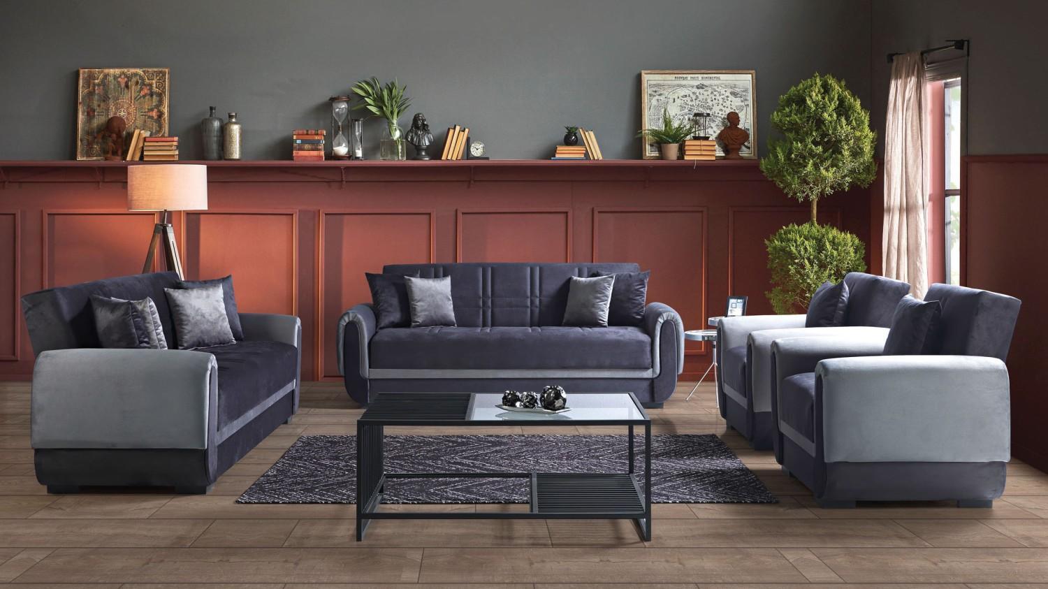 Sofagarnitur 3+2+1+1 Sitzer Textil Modern Komplett Sessel Sofa 3 Sitzer Luxus