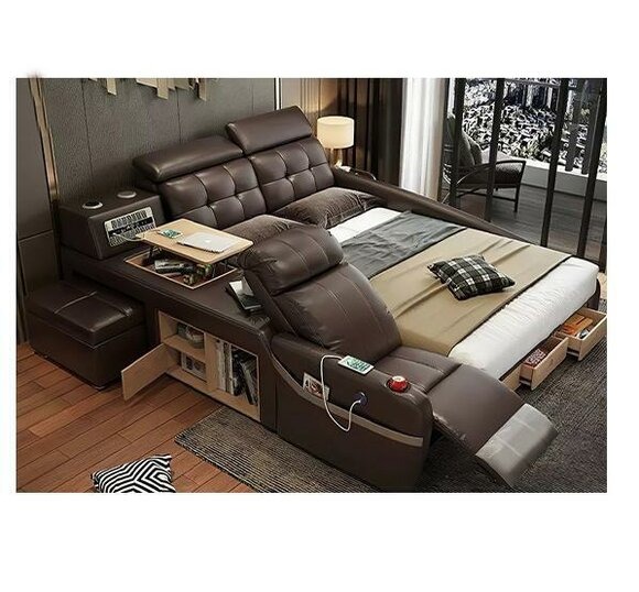 Multifunktion Design Bett Big Kunstleder Hotel Polster 180x200 Betten Neu