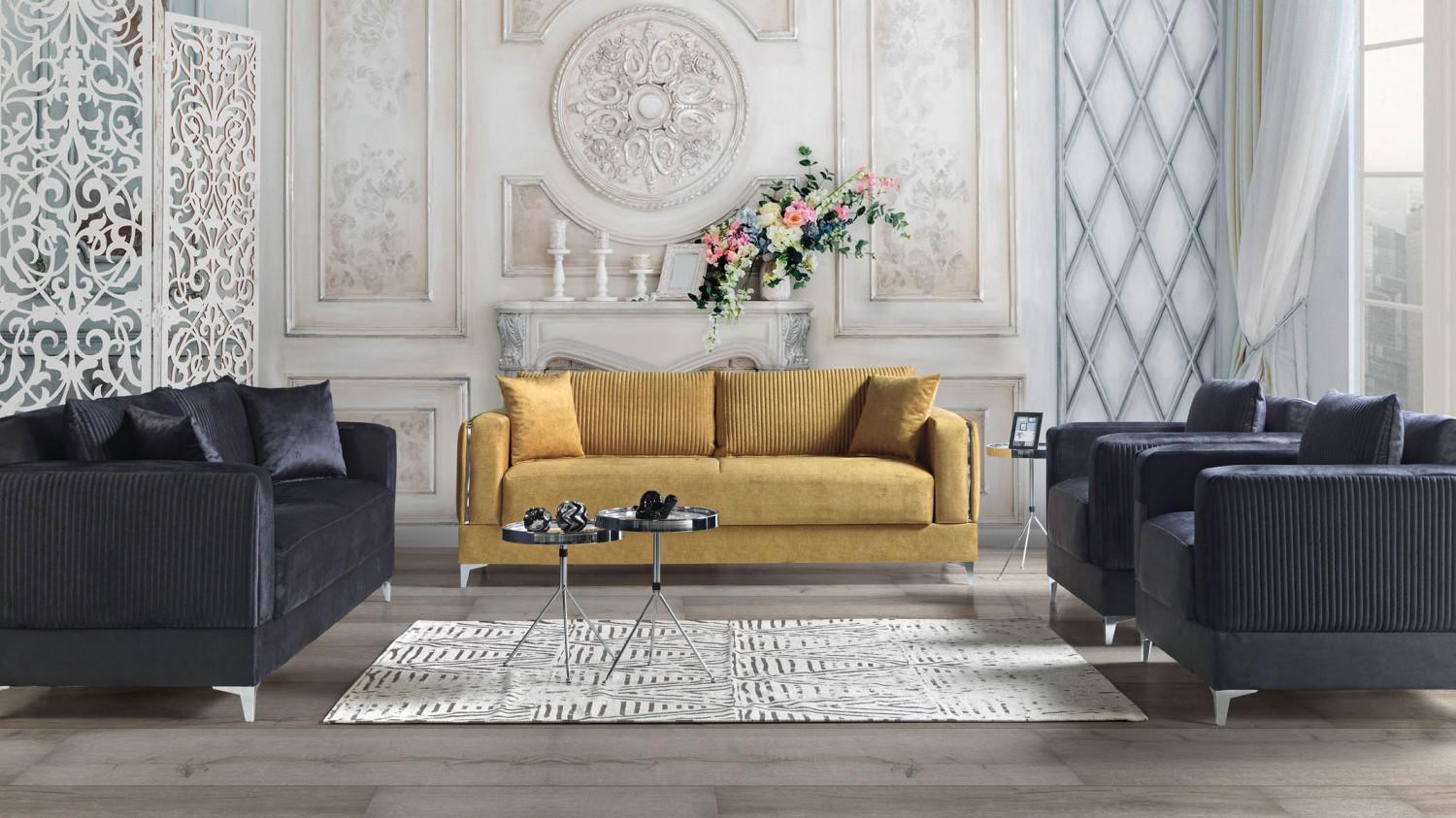 Sofagarnitur 3+2+1+1 Sitzer Textil Modern Komplett Sessel Sofa 4 Stück