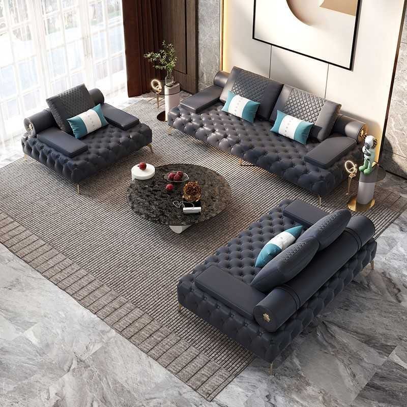 Wohnzimmer Set 3tlg Schwarz Wohnzimmer Sofagarnitur 3 + 2+ 1 Sitzer Neu Holz