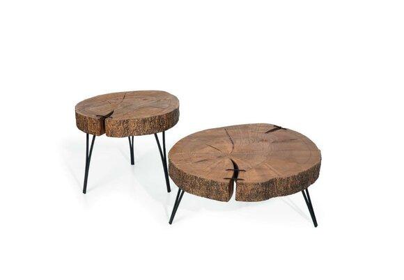 Modern Holz Couchtische Rund 2x Couchtische Möbel Design Wohnzimmer Neu