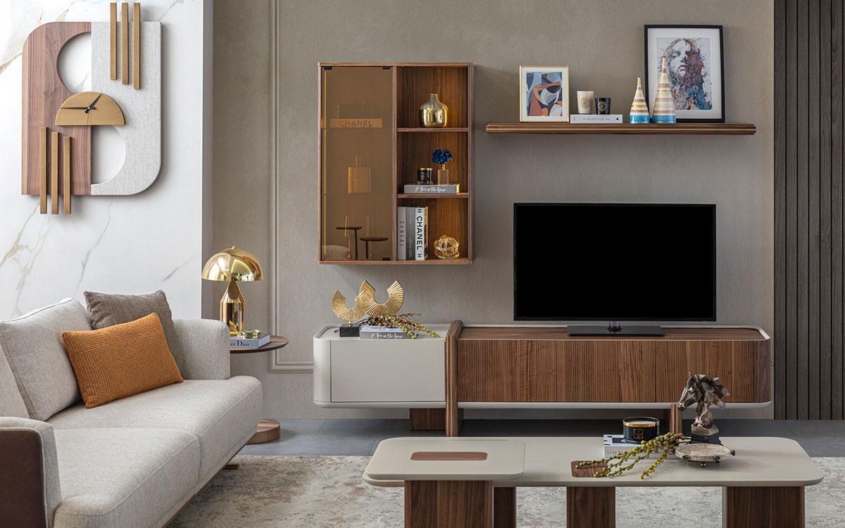 Wohnwand Designer Wohnzimmermöbel Wandschrank Regal TV-Ständer