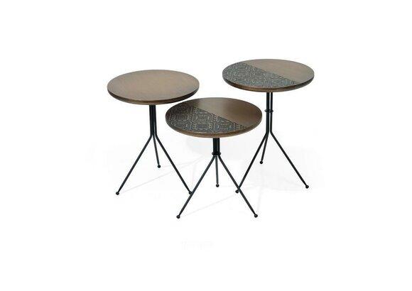 Luxus braun Beistelltische Set 3x Rundtische Moderne Wohnzimmer Tisch