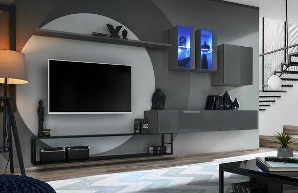 Wohnzimmermöbel Komplette Set 6tlg Designer Wohnwand Luxus Möbel Sideboard