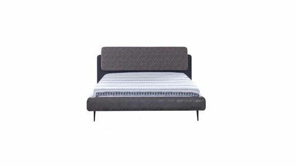 Doppelbett Bett 160 cm Bettrahmen Grau Stoff Betten Modern Schlafplatz