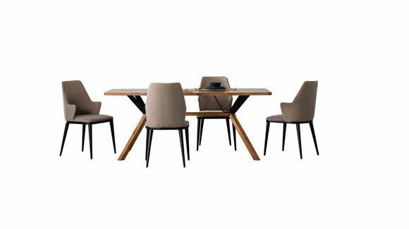 Essecke Tisch Set Esszimmer Esszimmertisch Stühle 5tlg Braun Holz