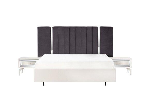 Doppelbett Granitur Schlafzimmer Weiß Bettrahmen Set 3tlg Nachttische