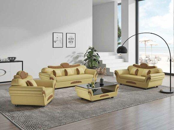 Couchgarnitur Sofagarnitur Ledersofas Sofa Komplette 3tlg Sofas Beige